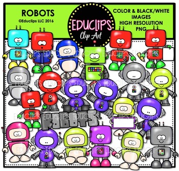 Preview of Robots Clip Art Bundle  {Educlips Clipart}