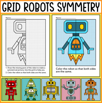 Preview of Robots Symmetry - Lines of Symmetry Activities - End of the Year Activities