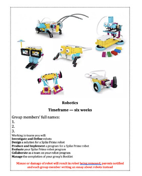Preview of Robots Task Booklet - Lego Spike Prime