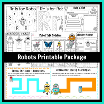 Preview of Robots Theme Homeschool Printable Package