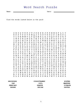 Preview of Groundhog day Word Search Puzzles: Engaging and Educational Pages