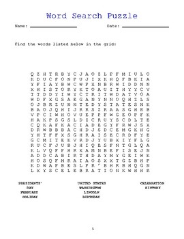 Preview of President Day Word Search Puzzles: Engaging and Educational Pages