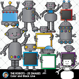 Robots Clip Art holding Whiteboards and Chalkboards