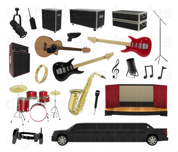 Preview of Rock Concert Clipart - Stage Show Band Tour Digital PNG Graphics