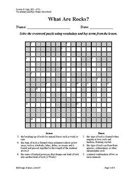 Rock Crossword Puzzle by Allyssa Sharpe TPT