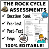 Rock Cycle Assessments - Pre-Test, Post-Test, Question Ban