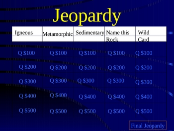 Preview of Rock Cycle Jeopardy