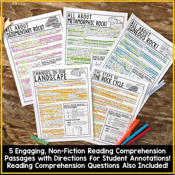 Rock Cycle Reading Passages - Questions - Annotations by StudentSavvy