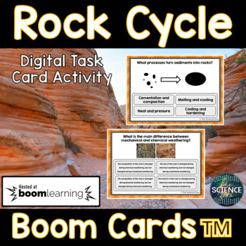 Preview of Rock Cycle Task Cards - Distance Learning Digital Boom Cards™