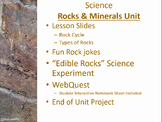 Rock Cycle/Types of Rocks Unit (Lessons, Webquest, Project)