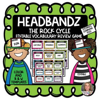 Preview of Rock Cycle Vocabulary Earth Science Review Editable Headbandz Game