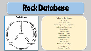 Preview of Rock Database Answer Key PDF