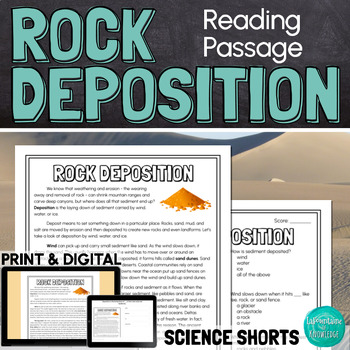 Preview of Rock Deposition Reading Comprehension Passage PRINT and DIGITAL