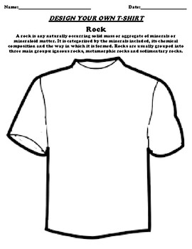 Rock Design your T-Shirt Worksheet by Pointer Education | TpT