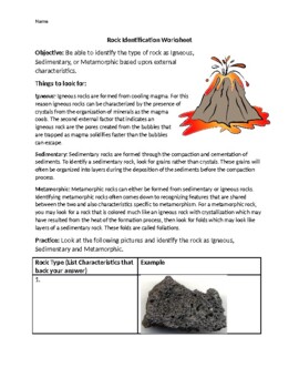 Preview of Rock Identification Practice Worksheet