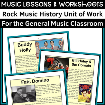 Preview of Rock and Roll Music History Lessons and Worksheets for Middle School Music