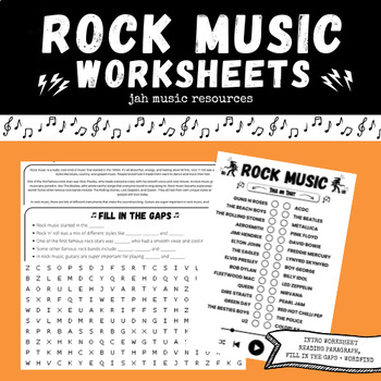 Preview of Rock Music Intro | Easy Printable Worksheet Bundle