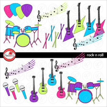 Preview of Rock N Roll Music Clipart by Poppydreamz