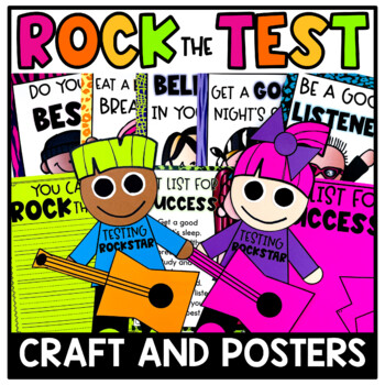 Preview of Rock Out the Test Craft and Posters | Testing Motivation | Test Prep Activities