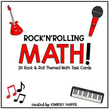 Preview of Rock & Roll Math Task Cards