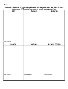 Preview of Rock Sorting Lesson Worksheet