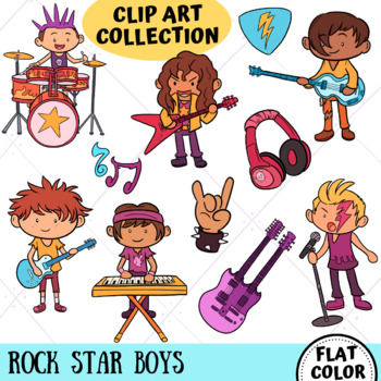 rockstar boy clipart outline