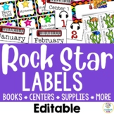 Rock Star Classroom Organization- Editable Supply Labels &