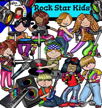 Preview of Rock Star Kids clip art  - Color and B&W-