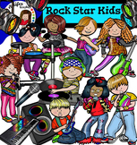 Rock Star Kids clip art  - Color and B&W-