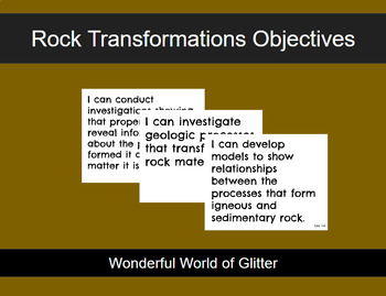 Preview of Rock Transformations Unit Objective Mini Posters Middle School Science