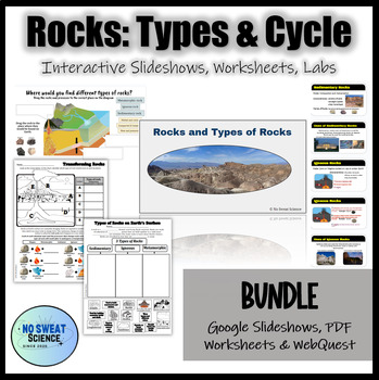 Preview of Rock Types & Rock Cycle Worksheets, Labs and Presentations Earth Science Bundle