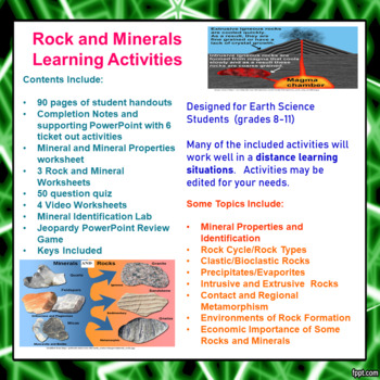 Preview of Rock and Mineral Learning Activities (Distance Learning)