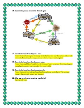 higher level thinking rock cycle questions
