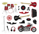 Rock and Roll Clipart - Heavy Metal Rock Star Digital Graphics