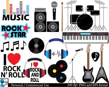 Preview of Rock and Roll Digital Clip Art Graphics 31 images cod77