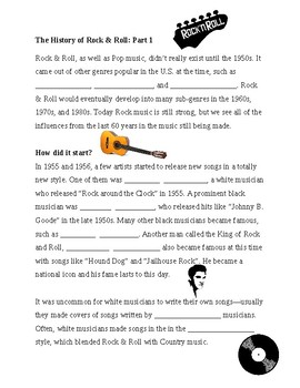 Preview of Rock and Roll History - Part 1 - Fill in the Blank