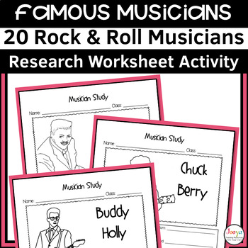 Preview of Famous Rock & Roll Musicians | Music Research Worksheets for Rock Musicians