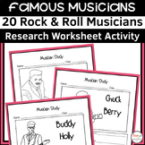 Famous Rock & Roll Musicians | Music Research Worksheets f
