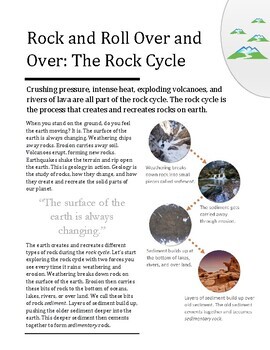 Rock and Roll Over and Over: The Rock Cycle - Reading Passage and ...