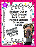 Rock and Roll Rock Star Theme Classroom Decor - Class Schedule - Editable