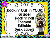 Rock and Roll Rock Star Theme Classroom Decor Desk Labels - Editable