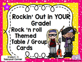 Rock and Roll Rock Star Theme Classroom Decor Table or Group Cards - Editable