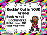 Rock and Roll Rock Star Classroom Decor Themed Bookmarks - FREE