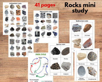 Preview of Rock mini study, Rock cycle, main groups of rocks flashcards, Rock observation