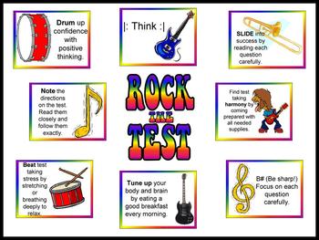 Preview of Rock the Test Bulletin Board Kit-Test Taking Tips for Test Prep