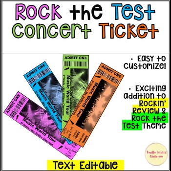Preview of Rock the Test concert ticket editable