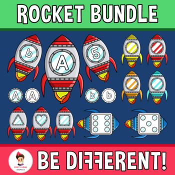 Preview of Rocket Bundle Clipart Geometry Math 2D Tracing Outer Space