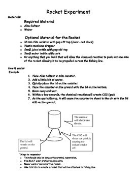 chemical reaction rocket experiment