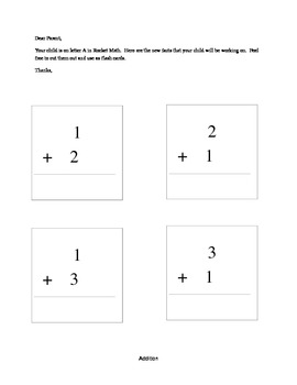 Preview of Rocket Math Addition Facts and Letter to Parents
