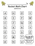 Rocket Math Subtraction - Progress Tracking Sheet and Flashcards